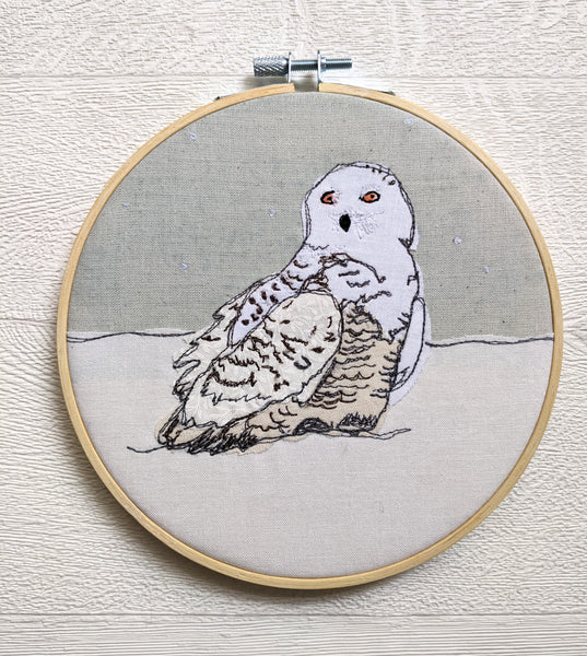 Original Hoop Art - Snowy Owl