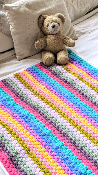 Multicoloured Granny Stripe Baby Blanket