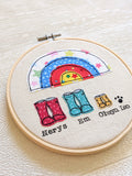 Personalised 8 Inch Welly Boot Embroidery Hoop Gift