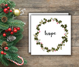 Faith In Fabric Wreath Christmas Cards, 'Hope, Joy and Hallelujah'  - pack of 6