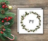 Faith In Fabric Wreath Christmas Cards, 'Hope, Joy and Hallelujah'  - pack of 6